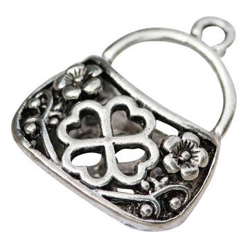 1 x Metalen 3D Bali Style bedel tasje met klaver 4 24 x 1..., Ophalen of Verzenden, Nieuw, Bedel