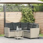 vidaXL Tuinbank met tafel en kussens L-vormig poly rattan, Verzenden, Nieuw