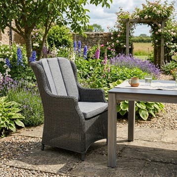 Darwin deluxe premium  dining tuinstoel antraciet, Ophalen of Verzenden, Nieuw, Wicker