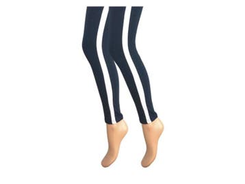 Dames legging - Katoen - Witte streep - Marine, Verzenden, Nieuw