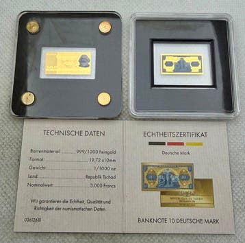 Duitsland. Gold Banknotes (10 + 100 Mark ) ND, oro 1/500,