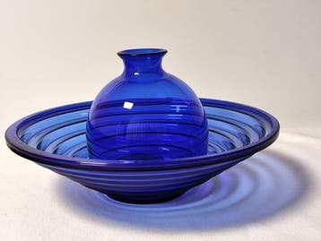 Vaas (2) - Glas - Set van kobaltblauw glas