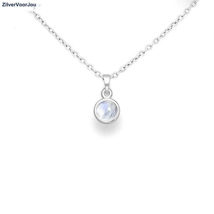 Zilveren maansteen ketting, Sieraden, Tassen en Uiterlijk, Kettingen, Nieuw, Verzenden