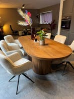 Eetkamertafel Sevilla bruin met organische poot, Huis en Inrichting, Tafels | Eettafels, Verzenden, Nieuw, Vijf personen of meer