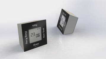 NeXtime Turn4Time - Klok - Metaal - 7.4x7,4 cm - Zwart/, Verzenden, Nieuw