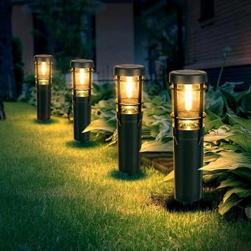 4x Faro Solar LED Tuinlamp Zwart Tuinverlichting, Verzenden, Nieuw