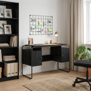 vidaXL Bureau met opbergruimte Zwart eiken 120 x 50.5 x 75.5, Verzenden, Nieuw