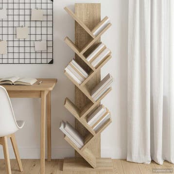 vidaXL Boom Boekenkast 6-Lagen 30 x 18 x 100 cm Bewerkt hout, Verzenden, Nieuw, Overige houtsoorten, 100 tot 150 cm