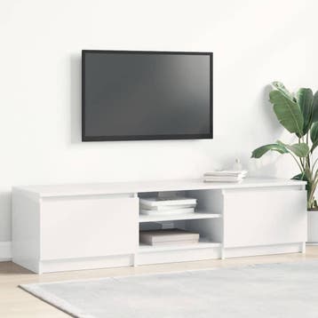 vidaXL Tv-meubel 140x40x35,5 cm bewerkt hout hoogglans wit, Huis en Inrichting, Kasten | Televisiemeubels, 100 tot 150 cm, Verzenden