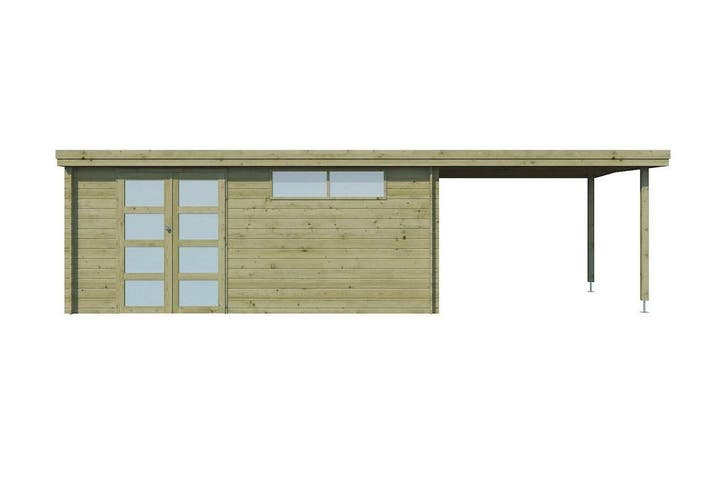 Woodlands Blokhut Oregon Met Overkapping Geïmpregneerd - 805, Tuin en Terras, Tuinhuizen