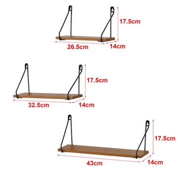 Wandrek Randers set van 3 zwart en houtkleurig, Huis en Inrichting, Woonaccessoires | Wandplanken en Boekenplanken, Verzenden