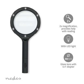 Nedis Handloep met lamp - Handheld Leesloep met LED Licht, Ophalen of Verzenden, Nieuw