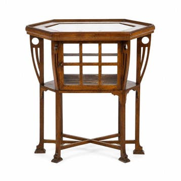 Art Nouveau Museum Showcase - Vitrine - Hout, Glas