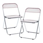 Klapstoel set van 2 Pornainen 74x46x47 cm roze transparant [, Huis en Inrichting, Stoelen, Verzenden, Nieuw