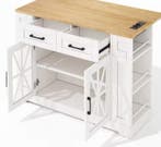 Keukeneiland met Klapblad, USB & Glazen Deur – 120 cm, Verzenden, Nieuw