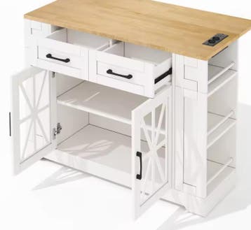 Keukeneiland met Klapblad, USB & Glazen Deur – 120 cm, Huis en Inrichting, Verzenden, Nieuw