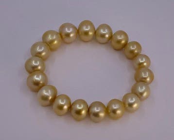 Armband Diep gouden Zuidzeeparels - 11x13,5 mm, Nieuw