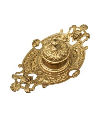 Encrier de bureau XlX ème en bronze - Inktpot - Brons