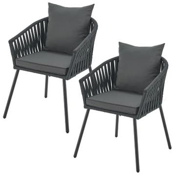 2 Tuinstoelen met touwgaas - Donkergrijs, Verzenden, Nieuw