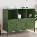 vidaXL Dressoir 100,5x39x79 cm staal olijfgroen, 100 tot 150 cm, Verzenden, Nieuw, Metaal