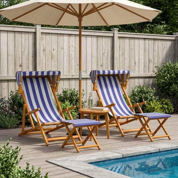 vidaXL Ligstoel 4 pcs 3 Positie massief eucalyptushout Blauw, Verzenden, Nieuw
