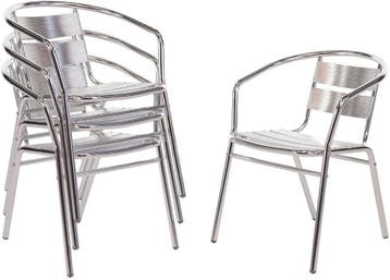 Stapelbare Stoelen Zilver | Retourdeal | Laatste Stuk!, Ophalen of Verzenden, Gebruikt, Aluminium, Stapelbaar