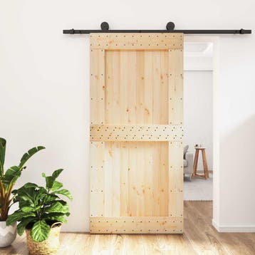 vidaXL Schuifdeur 100 x 210 cm Massief Grenenhout, Verzenden, Nieuw