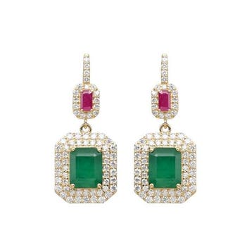 Oorbellen - 14 karaat Geel goud - 10.18ct. tw. Smaragd -, Nieuw