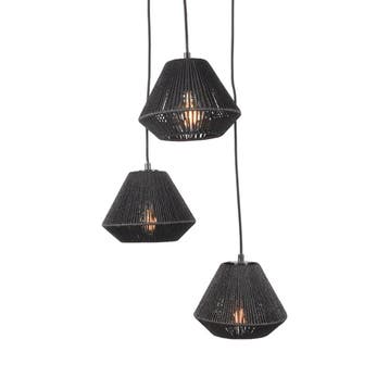 Hanglamp Ibiza | Zwart | Jute | 3-Lichts LABEL51, Verzenden, Nieuw in verpakking