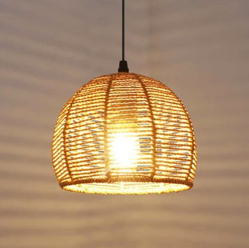 Vintage Rotan Kroonluchter – Retro E27 Hanglamp Plafondlamp, Verzenden, Nieuw