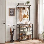 Kapstok met Schoenenrek en Plank – Vintage bruin en zwart, Huis en Inrichting, Woonaccessoires | Kapstokken, Verzenden, Nieuw