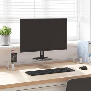 vidaXL Monitorstandaard 100x20x8 cm gehard glas en metaal, Verzenden, Nieuw