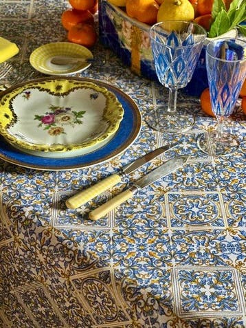 Klassiek geprint tafellaken voor ruime tafels. Decoratieve, Antiek en Kunst