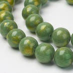 10 x edelsteen kraal Natural Mashan Jade 8mm Green Gold, Ophalen of Verzenden, Nieuw, Kraal