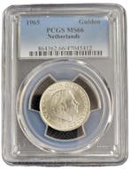 Koningin Juliana zilveren 1 gulden 1965 MS66 PCGS, Postzegels en Munten, Munten | Nederland, 1 gulden, Koningin Juliana, Verzenden