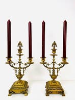 Kandelaar Paar Franse vergulde bronzen Louis XVI-stijl, Antiek en Kunst