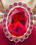 Zonder minimumprijs - Ring - 9 kt. Roségoud, Zilver Robijn -, Nieuw