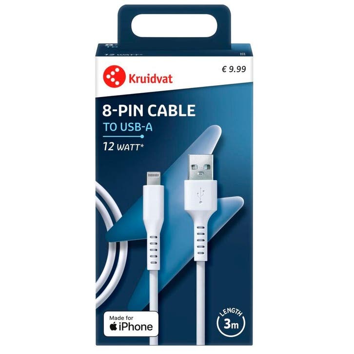 Kruidvat 8-pin Oplaadkabel, Telecommunicatie, Mobiele telefoons | Toebehoren en Onderdelen, Nieuw, Verzenden