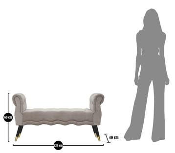 BANKJE PARIJS GRIGIA/GOUD CM 120X40X60, Ophalen of Verzenden, Nieuw