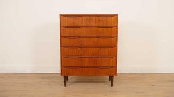 Vintage Deense ladekast | Teak | 6 lades | 105 cm, Huis en Inrichting, Ophalen of Verzenden, Nieuw