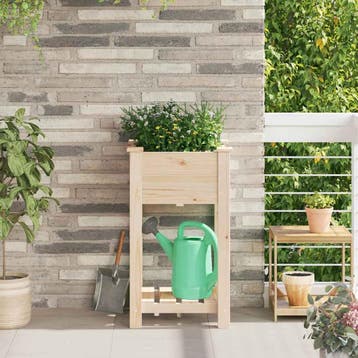 vidaXL Tuin Bloempot Beige 45 x 45 x 76,5 cm Massief, Verzenden, Nieuw, Hout, Minder dan 60 cm