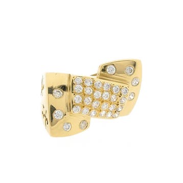 Gouden ring met zirconia, 18 tot 19, Gebruikt, Ophalen of Verzenden, Dame of Heer