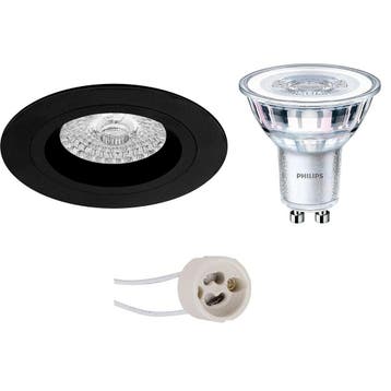 GU10 Inbouwspot Set - Mat Zwart - Inbouw Rond - Philips -, Ophalen of Verzenden, Nieuw, Plafondspot of Wandspot