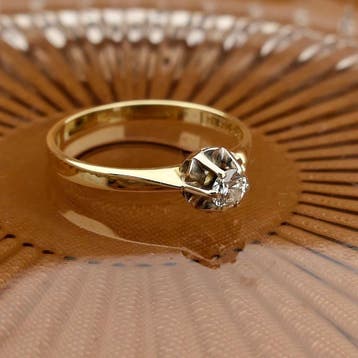 Desiree gouden solitair ring met diamant; 0,14 ct., Gebruikt, Ophalen of Verzenden, Kleiner dan 17, Met edelsteen