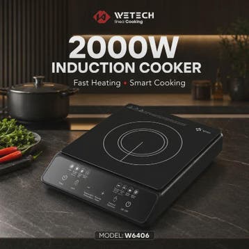 WETECH W6406 Inductiekookplaat - 2000W, 8 Niveaus, 6 Functie, Verzenden, Nieuw