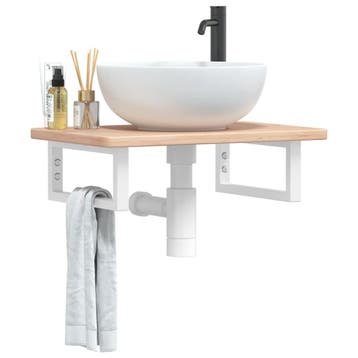 vidaXL Badkamer wandschap staal en massief eikenhout, Verzenden, Nieuw