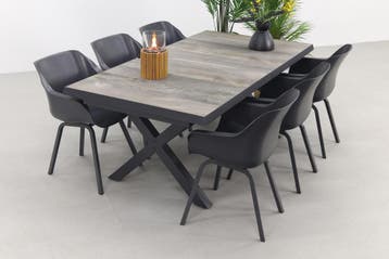 Hartman Sophie/Ottowa 205-265x100 cm. - 7-delige tuinset, Tuin en Terras, Tuinsets en Loungesets, Verzenden, Nieuw, Kunststof
