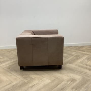 fauteuil (hxbxd) 67x103x87 cm, taupe - bruin leer, Ophalen of Verzenden, Gebruikt, Leer, Eén