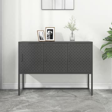 vidaXL Dressoir 105x35x75 cm staal antracietkleurig, 100 tot 150 cm, Verzenden, Nieuw, Metaal