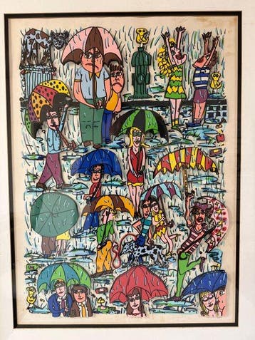 James Rizzi (1950-2011) - Rain · 3D silkscreenBIG SIZE